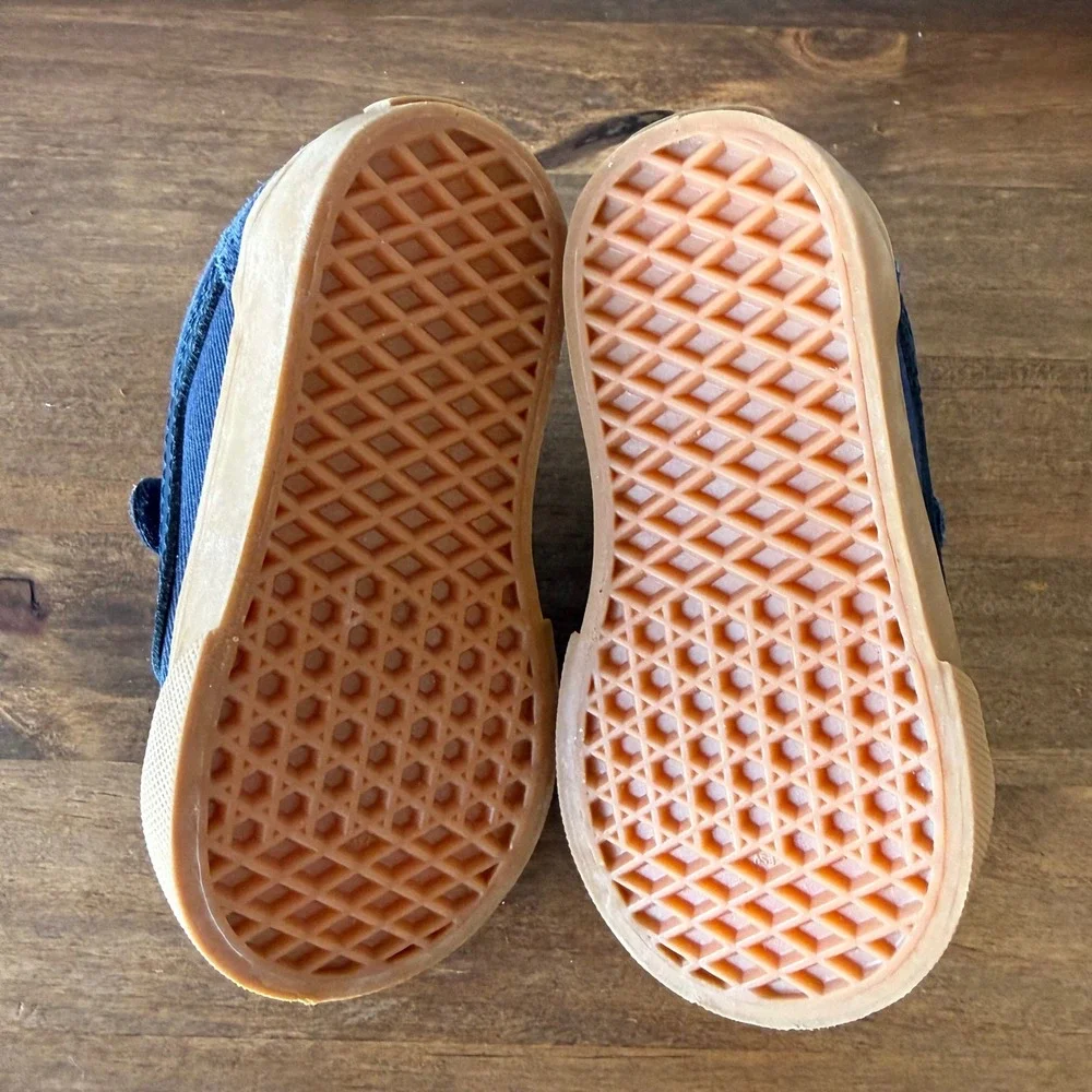 Vans Old Skool V Toddler Sneakers Size 5 Navy Blue Gum Hook & Loop 507698